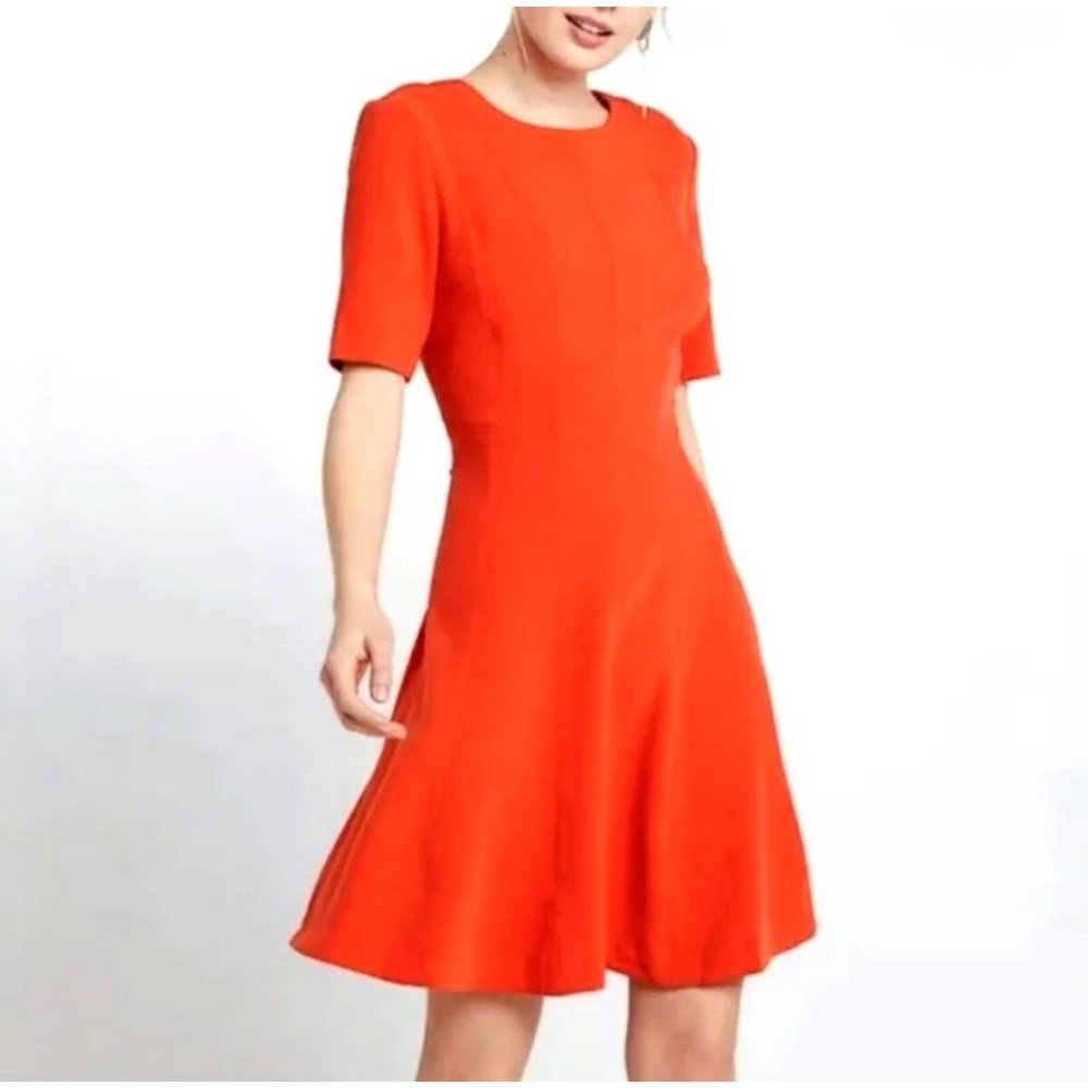 Banana Republic Fit & Flare Shortsleeve Dress Orange Dream sz 2 Short Sleeve